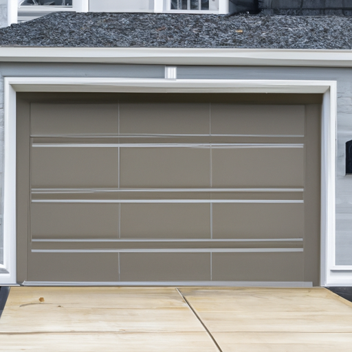 Modern suburban garage door with smart keypad mounted beside the entrance in a Fort Lee residential setting.